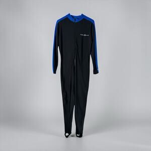 NeoSport UV Shield Full Body Swim Suit Rash Guard Black Blue XXL Zip Front